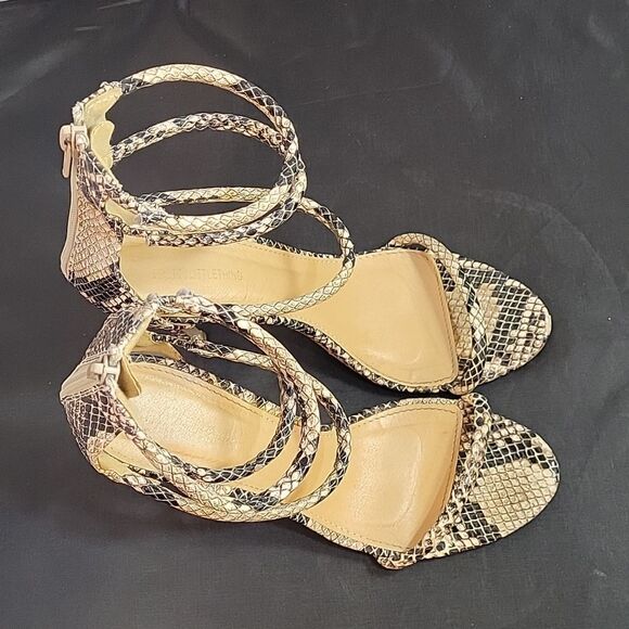 PRETTY LITTLE THING SNEAKER SKIN POINTED TOE 4-STRAP HIGH HEEL STILETTOS SANDAL - Picture 5 of 14